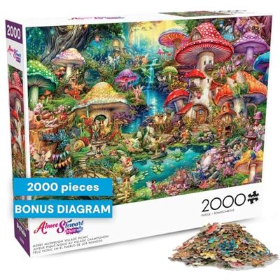 Buffalo Games Aimee Stewart Merry Mushroom Village Picknick Puzzel van 2000 stukjes voor volwassenen Uitdagende puzzel perfect voor spelavonden Afgewerkte afmetingen: 38,50 x 26,50 cm Buffalo Games Aimee Stewart Merry Mushroom Village Picknick Puzzel van 2000 stukjes voor volwassenen Uitdagende puzzel perfect voor spelavonden Afgewerkte afmetingen: 38,50 x 26,50 cm
