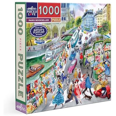 eeBoo Volwassen 1000 stukjes gerecycled karton puzzel over boekinisten van Parijs-PZTPBS eeBoo Volwassen 1000 stukjes gerecycled karton puzzel over boekinisten van Parijs-PZTPBS