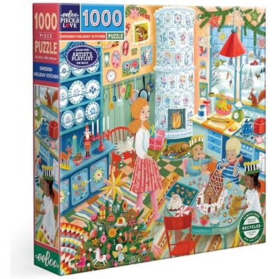 eeBoo Puzzel 1000 stukjes Swedish Holiday Kitchen puzzel voor volwassenen, 1000 stukjes, Scandinavische kerstkeuken, afmetingen 58,5 cm x 58,5 cm eeBoo Puzzel 1000 stukjes Swedish Holiday Kitchen puzzel voor volwassenen, 1000 stukjes, Scandinavische kerstkeuken, afmetingen 58,5 cm x 58,5 cm