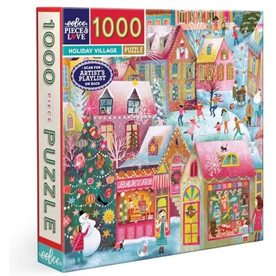eeBoo Holiday Village 1000 stukjes puzzel voor volwassenen van gerecycled karton duik in kerstmagie, PZTHYV eeBoo Holiday Village 1000 stukjes puzzel voor volwassenen van gerecycled karton duik in kerstmagie, PZTHYV