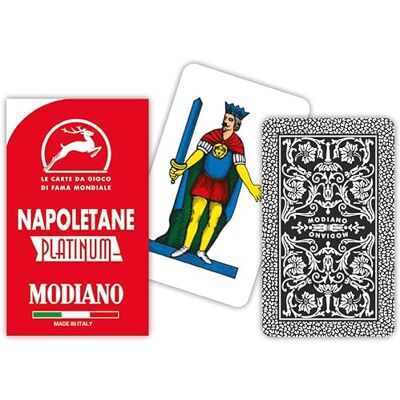 Modiano Napolitaanse kaarten Platinum Rood Hoge kwaliteit, robuust, duurzaam, betere speelprestaties, gemaakt in Italië Modiano Napolitaanse kaarten Platinum Rood Hoge kwaliteit, robuust, duurzaam, betere speelprestaties, gemaakt in Italië