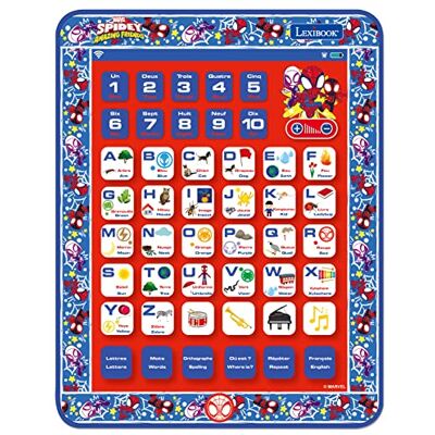Lexibook , Spidey and His Amazing Friends, tweetalige leertablet, talen Frans/Engels, letters, cijfers, piano, quiz, JCPAD002SPi1 Lexibook , Spidey and His Amazing Friends, tweetalige leertablet, talen Frans/Engels, letters, cijfers, piano, quiz, JCPAD002SPi1
