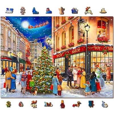 WOODEN.CITY Houten kerstpuzzel 1000 stukjes kerststraat 1000 stukjes vakantiepuzzel voor volwassenen perfecte winteractiviteit Made in EU WOODEN.CITY Houten kerstpuzzel 1000 stukjes kerststraat 1000 stukjes vakantiepuzzel voor volwassenen perfecte winteractiviteit Made in EU