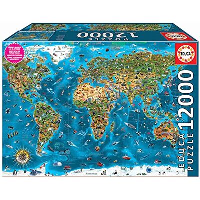 Educa 19057, wereldwonder, 12000 stukjes puzzel voor volwassenen en kinderen vanaf 14 jaar, wereldkaart Educa 19057, wereldwonder, 12000 stukjes puzzel voor volwassenen en kinderen vanaf 14 jaar, wereldkaart