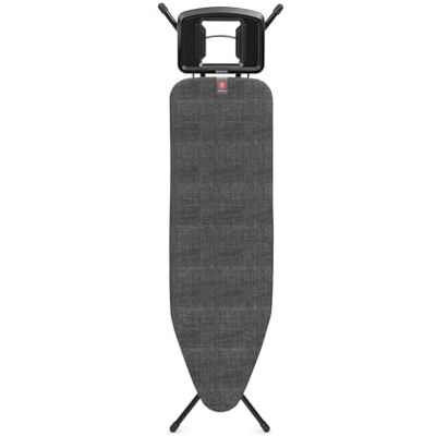 Brabantia Strijkplank B, 124 x 38 cm, denim zwart, 100% fairtrade katoen, stabiel en anti-wobbelframe, opvouwbaar met verstelbare hoogte en solide stoom ijzerrest, fairtrade & C2C-gecertificeerd Brabantia Strijkplank B, 124 x 38 cm, denim zwart, 100% fairtrade katoen, stabiel en anti-wobbelframe, opvouwbaar met verstelbare hoogte en solide stoom ijzerrest, fairtrade & C2C-gecertificeerd