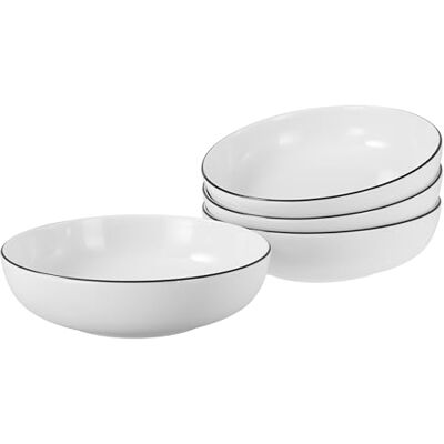 Creatable , 22558 Serie Allround Black Line 4-delig porseleinen tafelservies, vaatwasser- en magnetronbestendig Creatable , 22558 Serie Allround Black Line 4-delig porseleinen tafelservies, vaatwasser- en magnetronbestendig