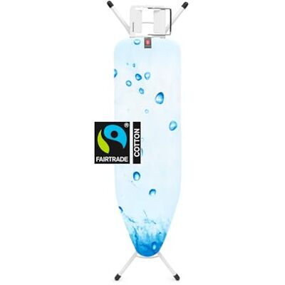 Brabantia Ironing Board B Met Steam Iron Rest Verstelbaar in Hoogte Antislip Rubberen Voet Katoenen Cover met Foam Layer Opvouwbaar IJswater 124x38 cm Brabantia Ironing Board B Met Steam Iron Rest Verstelbaar in Hoogte Antislip Rubberen Voet Katoenen Cover met Foam Layer Opvouwbaar IJswater 124x38 cm