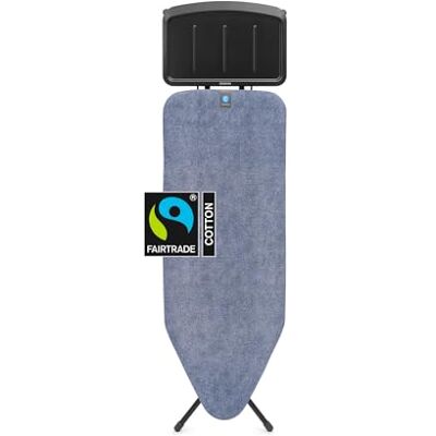 Brabantia XL-strijkplank maat C, voor stoomunit, metalen steun, extra stabiele plank, stoomunits tot 40 x 22 cm, blauw (Denim Blue), 124 x 45 cm Brabantia XL-strijkplank maat C, voor stoomunit, metalen steun, extra stabiele plank, stoomunits tot 40 x 22 cm, blauw (Denim Blue), 124 x 45 cm
