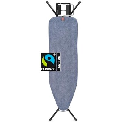 Brabantia Strijkplank maat B, voor stoomstrijkijzers, voor links- en rechtshandigen, extra stabiele plank, voor strijkijzers tot 13,5 cm, blauw (Denim Blue), 124 x 38 cm Brabantia Strijkplank maat B, voor stoomstrijkijzers, voor links- en rechtshandigen, extra stabiele plank, voor strijkijzers tot 13,5 cm, blauw (Denim Blue), 124 x 38 cm