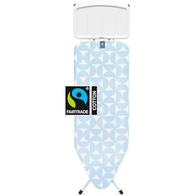 Brabantia Strijkplank C, met XL stoomstrijkstation, groot en opvouwbaar, In hoogte verstelbaar, katoenen overtrek, kinderbeveiliging en transport, wit en hemelsblauw (Fresh Breeze), 124 x 45 cm Brabantia Strijkplank C, met XL stoomstrijkstation, groot en opvouwbaar, In hoogte verstelbaar, katoenen overtrek, kinderbeveiliging en transport, wit en hemelsblauw (Fresh Breeze), 124 x 45 cm