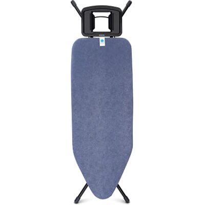 Brabantia Strijkplank C Verstelbare Werkhoogte Opvouwbaar Frame Strijkijzerhouder Koordbinder Transportvergrendeling Kinderslot Anti-slip Kreukel Killer Denim Blue 124x45 cm Brabantia Strijkplank C Verstelbare Werkhoogte Opvouwbaar Frame Strijkijzerhouder Koordbinder Transportvergrendeling Kinderslot Anti-slip Kreukel Killer Denim Blue 124x45 cm