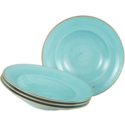 Creatable , 34046 Vintage Nature Aqua set van 4 porseleinen pastaborden voor 4 personen vaatwasser- en magnetronbestendig Made in Europe Creatable , 34046 Vintage Nature Aqua set van 4 porseleinen pastaborden voor 4 personen vaatwasser- en magnetronbestendig Made in Europe