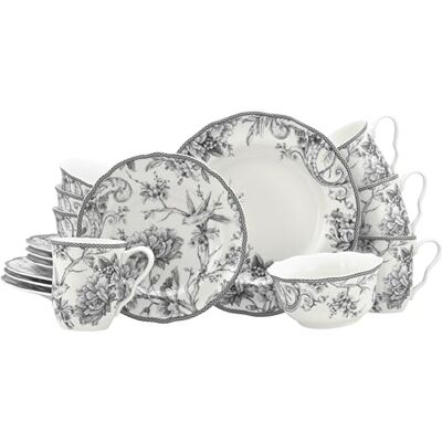 Creatable , 24778 Serie Adelaide Grey 16-delig porseleinen tafelservies voor 4 personen, vaatwasser- en magnetronbestendig, hoogwaardige productie Creatable , 24778 Serie Adelaide Grey 16-delig porseleinen tafelservies voor 4 personen, vaatwasser- en magnetronbestendig, hoogwaardige productie