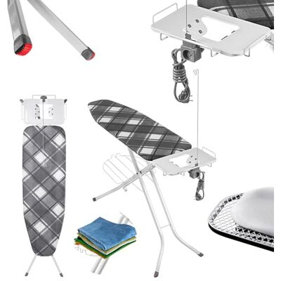 KADAX Opvouwbare strijkplank 120 x 38 cm met stopcontact, strijkplank met antislipvoeten, in hoogte verstelbare strijkplank met ijzeren steun (tegels) KADAX Opvouwbare strijkplank 120 x 38 cm met stopcontact, strijkplank met antislipvoeten, in hoogte verstelbare strijkplank met ijzeren steun (tegels)