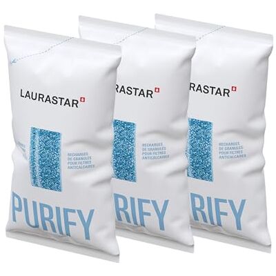 Laurastar Navulverpakking kalkfilter, 3 stuks, granulaat tegen corrosie, zoutbescherming, kalk, geschikt voor geïntegreerde en externe waterfilters (systemen en lift), blauw Laurastar Navulverpakking kalkfilter, 3 stuks, granulaat tegen corrosie, zoutbescherming, kalk, geschikt voor geïntegreerde en externe waterfilters (systemen en lift), blauw