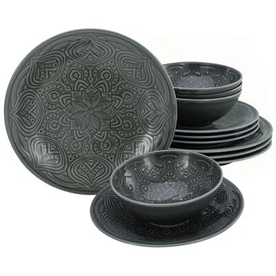 Creatable , 21626 Serie Orient Mandala, set van 12 porseleinen borden, vaatwasser- en magnetronbestendig, gemaakt in Europa Creatable , 21626 Serie Orient Mandala, set van 12 porseleinen borden, vaatwasser- en magnetronbestendig, gemaakt in Europa