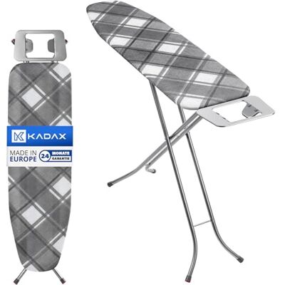 KADAX Strijkplank voor stoomstrijkijzer, 114 x 34 cm, opvouwbare plank met katoenen hoes, geïntegreerde ijzeren standaard en antislip voeten, donkergrijs KADAX Strijkplank voor stoomstrijkijzer, 114 x 34 cm, opvouwbare plank met katoenen hoes, geïntegreerde ijzeren standaard en antislip voeten, donkergrijs