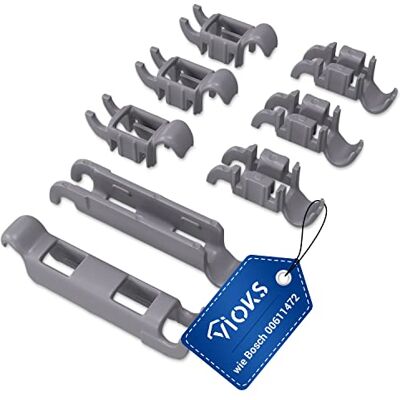 VIOKS Set van 8 Bosch 00611472-tangen voor vaatwasser onderste korf 8 tangen voor Bosch Siemens Neff vaatwasser VIOKS Set van 8 Bosch 00611472-tangen voor vaatwasser onderste korf 8 tangen voor Bosch Siemens Neff vaatwasser
