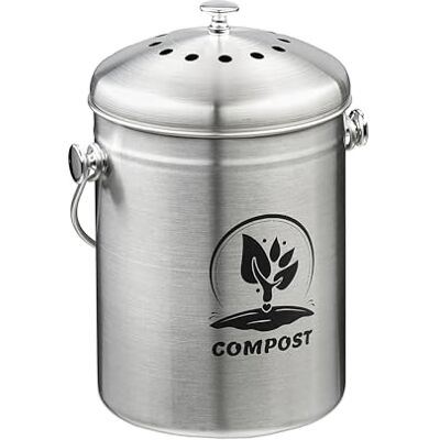 Relaxdays Compostbak voor de keuken, 5 liter, kleine afvalemmer, deksel en Deksel en geurfilter, biologische afvalemmer van metaal Relaxdays Compostbak voor de keuken, 5 liter, kleine afvalemmer, deksel en Deksel en geurfilter, biologische afvalemmer van metaal