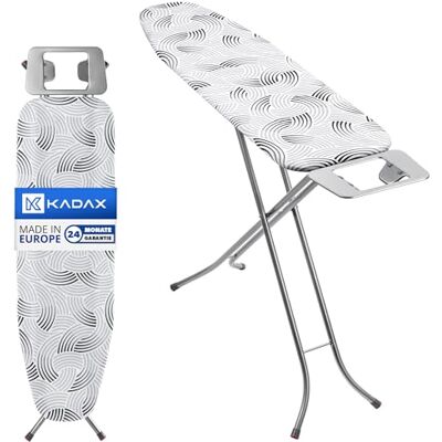 KADAX Strijkplank voor stoomstrijkijzer, 114 x 34 cm, inklapbare plank met katoenen hoes, geïntegreerde ijzeren standaard en antislip voeten, lichtgrijs KADAX Strijkplank voor stoomstrijkijzer, 114 x 34 cm, inklapbare plank met katoenen hoes, geïntegreerde ijzeren standaard en antislip voeten, lichtgrijs