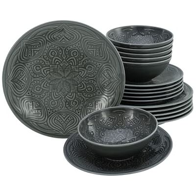 Creatable , 21627 Serie Orient Mandala 18-delig porseleinen tafelservies, vaatwasser- en magnetronbestendig, gemaakt in Europa Creatable , 21627 Serie Orient Mandala 18-delig porseleinen tafelservies, vaatwasser- en magnetronbestendig, gemaakt in Europa