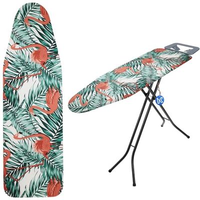 KADAX Universele strijkplankovertrek met trekkoord, strijkplankovertrek voor stoomstrijkijzer, vervangende hoes met sponsvulling (flamingo's, 148 x 52 cm) KADAX Universele strijkplankovertrek met trekkoord, strijkplankovertrek voor stoomstrijkijzer, vervangende hoes met sponsvulling (flamingo's, 148 x 52 cm)