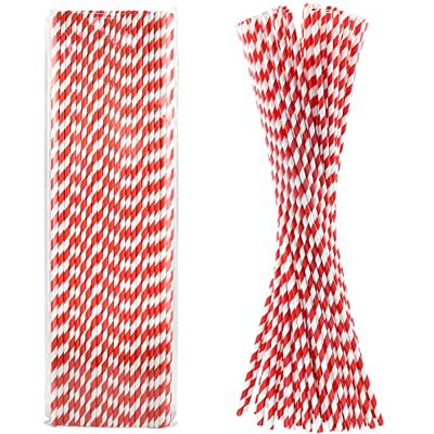 Generic 100 stuks extra lange papieren rietjes van 46 cm voor grote dranken, doe-het-zelf, handwerk, suikerspin, rode en witte strepen, 100% biologisch afbreekbaar Generic 100 stuks extra lange papieren rietjes van 46 cm voor grote dranken, doe-het-zelf, handwerk, suikerspin, rode en witte strepen, 100% biologisch afbreekbaar