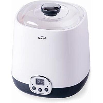 LACOR 69345 HerA Supersillenciosa yoghurtmaker, ideaal voor het maken van kefir en Griekse yoghurt, bevat 48 uur timer, led-display, inhoud 1 l, Ø 16,8 x 18,8 cm, wit LACOR 69345 HerA Supersillenciosa yoghurtmaker, ideaal voor het maken van kefir en Griekse yoghurt, bevat 48 uur timer, led-display, inhoud 1 l, Ø 16,8 x 18,8 cm, wit