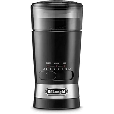 De'Longhi KG210, koffiemolen, capaciteit 90 g, messen van roestvrij staal, verstelbare bekercapaciteit, verstelbaar maalniveau, eenvoudige bediening, 170 W, zwart De'Longhi KG210, koffiemolen, capaciteit 90 g, messen van roestvrij staal, verstelbare bekercapaciteit, verstelbaar maalniveau, eenvoudige bediening, 170 W, zwart