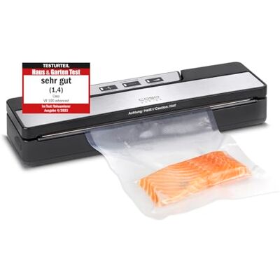 Caso 1520 VR 190 Vacuümverpakkingsmachine, sealen van folie met 2,5 mm sealdikte, tot 50 non-stop vacuüm sealen, instelbare vacuümdikte, roestvrijstalen voorkant, incl. 10 zakken Caso 1520 VR 190 Vacuümverpakkingsmachine, sealen van folie met 2,5 mm sealdikte, tot 50 non-stop vacuüm sealen, instelbare vacuümdikte, roestvrijstalen voorkant, incl. 10 zakken