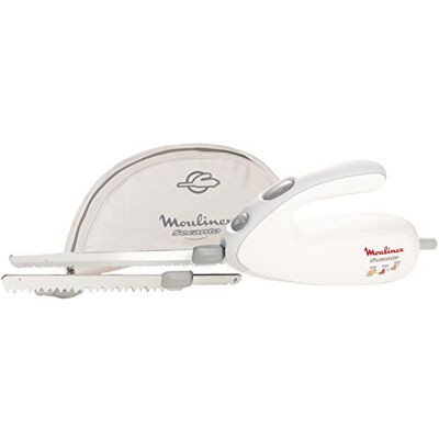 Moulinex DJAC41 Elektrische mes, 100 W, snijmessen, vleeswaren, vis, brood, secanto wit, Moulinex DJAC41 Elektrische mes, 100 W, snijmessen, vleeswaren, vis, brood, secanto wit,