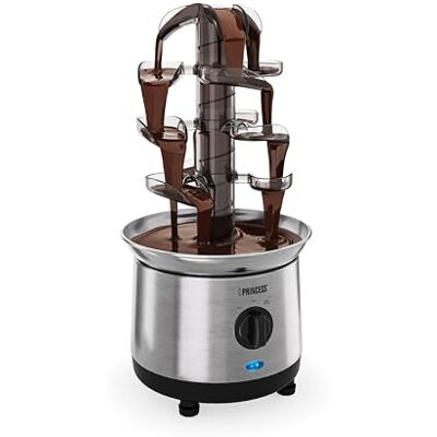Princess Fontaine à Chocolat en Acier Inoxydable, 4 Niveaux, Fonction Maintien au Chaud, Pompe et Température Réglables Séparément, Pour Desserts et Fêtes, 01.293000.01.001 Princess Fontaine à Chocolat en Acier Inoxydable, 4 Niveaux, Fonction Maintien au Chaud, Pompe et Température Réglables Séparément, Pour Desserts et Fêtes, 01.293000.01.001