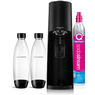 sodastream Terra Value Pack met 2 vaatwasmachinebestendige 1 L kunststof flessen en 1 Quick Connect CO2-cilinder voor maximaal 60 L bruiswater, mat zwart sodastream Terra Value Pack met 2 vaatwasmachinebestendige 1 L kunststof flessen en 1 Quick Connect CO2-cilinder voor maximaal 60 L bruiswater, mat zwart