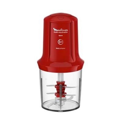 Moulinex AT714G32 mini elektrische hakmolen Multi Moulinette 3-in-1, hakken, mengen, emulgeren, mayonaise, slagroom, vlees, groenten, kruiden, specerijen, gedroogd fruit, 2 snelheden, 500 W, robijnrood Moulinex AT714G32 mini elektrische hakmolen Multi Moulinette 3-in-1, hakken, mengen, emulgeren, mayonaise, slagroom, vlees, groenten, kruiden, specerijen, gedroogd fruit, 2 snelheden, 500 W, robijnrood