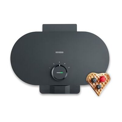 Severin Black Line Duo-wafelijzer, dubbel wafelijzer voor hartvormige wafels, PTFE-vrije coating, met controlelampje, praktische kabelhaspel, 1200 watt, matzwart, WA 2119 Severin Black Line Duo-wafelijzer, dubbel wafelijzer voor hartvormige wafels, PTFE-vrije coating, met controlelampje, praktische kabelhaspel, 1200 watt, matzwart, WA 2119