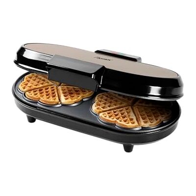 Bestron Dubbel wafelijzer voor klassieke wafels in hartvorm, dubbel wafelijzer in hartvorm, met indicatielampje en antiaanbaklaag, 1200 W, kleur: beige Bestron Dubbel wafelijzer voor klassieke wafels in hartvorm, dubbel wafelijzer in hartvorm, met indicatielampje en antiaanbaklaag, 1200 W, kleur: beige