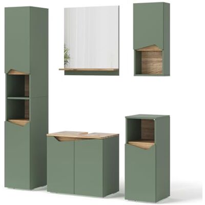 Vicco Badkamermeubelset "Marelle", groen/eiken Artisan 60 cm Vicco Badkamermeubelset "Marelle", groen/eiken Artisan 60 cm
