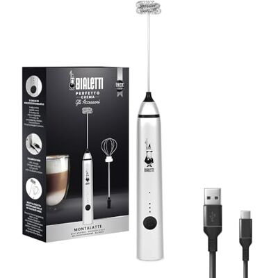 Bialetti Whipper, 3-traps verstelbaar, dubbele garde, USB-oplaadbaar, roestvrij staal Bialetti Whipper, 3-traps verstelbaar, dubbele garde, USB-oplaadbaar, roestvrij staal