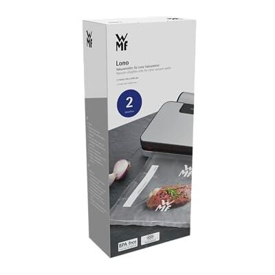 WMF 419980041 Lono vacuüm folierollen, 2 rollen van 30 x 600 cm, Sterk en Scheurvast, Anti-vriesbrand, Kookbestendig tot 100 °C max, Individuele labelstrook voor datum/inhoud voor extra gemak WMF 419980041 Lono vacuüm folierollen, 2 rollen van 30 x 600 cm, Sterk en Scheurvast, Anti-vriesbrand, Kookbestendig tot 100 °C max, Individuele labelstrook voor datum/inhoud voor extra gemak