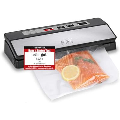 Caso 1522 VR 390 Advanced vacuümapparaat tot 75 vacumeerprocessen, vacuümweerstand, afneembare vacuümkamer, roestvrijstalen front, 10 professionele zakken Caso 1522 VR 390 Advanced vacuümapparaat tot 75 vacumeerprocessen, vacuümweerstand, afneembare vacuümkamer, roestvrijstalen front, 10 professionele zakken