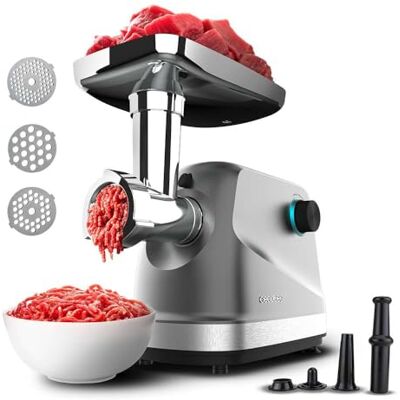 Cecotec Crusher 1400 elektrische vleesmolen van staal, 1360 W, ideaal voor hakken, snijden en hakken, 1 roestvrijstalen lemmet en 3 snijschijven met gaten voor 3 mm, 5 mm en 7 mm Cecotec Crusher 1400 elektrische vleesmolen van staal, 1360 W, ideaal voor hakken, snijden en hakken, 1 roestvrijstalen lemmet en 3 snijschijven met gaten voor 3 mm, 5 mm en 7 mm