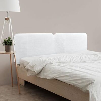 DHOME Gestoffeerd hoofdeinde, glad, afgerond, van natuurlijk linnen, voor akoestische muur, absorberend, hoofdeinde, slaapkamer (wit, 200 cm, dubbel) DHOME Gestoffeerd hoofdeinde, glad, afgerond, van natuurlijk linnen, voor akoestische muur, absorberend, hoofdeinde, slaapkamer (wit, 200 cm, dubbel)