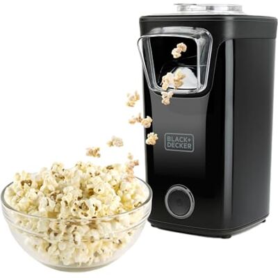 Black & Decker BXPC1100E Pop Corn 1100 W, olievrije popcornmachine, compact formaat, klaar in 3 minuten, multifunctionele maatbeker, hete luchtkoken, zwart Black & Decker BXPC1100E Pop Corn 1100 W, olievrije popcornmachine, compact formaat, klaar in 3 minuten, multifunctionele maatbeker, hete luchtkoken, zwart