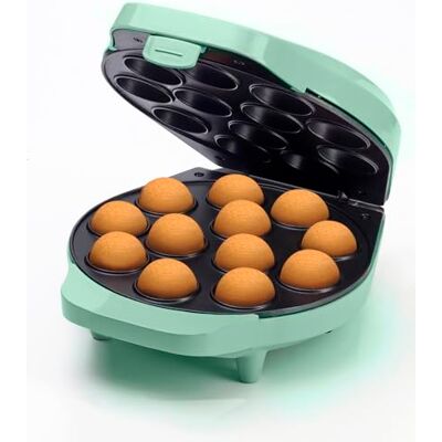 Bestron Wafelijzer voor cake pop's in retro design, taartpops incl. cake pop butler, vork en 12 cakepop-sticks, met antiaanbaklaag, 700 W, kleur: groen Bestron Wafelijzer voor cake pop's in retro design, taartpops incl. cake pop butler, vork en 12 cakepop-sticks, met antiaanbaklaag, 700 W, kleur: groen