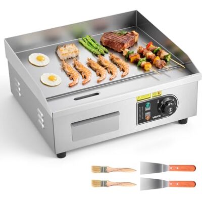 VEVOR Elektrische plaat voor commercieel koken, grilloppervlak 450 x 300 mm, ijzeren plaatdikte 8 mm, temperatuur instelbaar tussen 50 °C en 300 °C voor steak barbecue, grillplaten VEVOR Elektrische plaat voor commercieel koken, grilloppervlak 450 x 300 mm, ijzeren plaatdikte 8 mm, temperatuur instelbaar tussen 50 °C en 300 °C voor steak barbecue, grillplaten