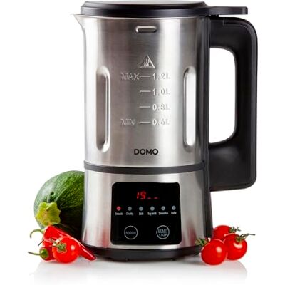 Domo DO727BL 'My Soup Express' soepblender, 1,2 l, 6 programma's, zilver Domo DO727BL 'My Soup Express' soepblender, 1,2 l, 6 programma's, zilver