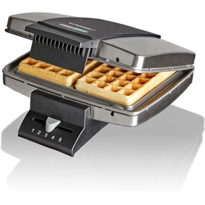 Cloer 1445 Wafelijzer voor Brusselse wafels voor traditionele Belgische wafels, 930 W, kooklicht, behuizing van mat roestvrij staal Cloer 1445 Wafelijzer voor Brusselse wafels voor traditionele Belgische wafels, 930 W, kooklicht, behuizing van mat roestvrij staal
