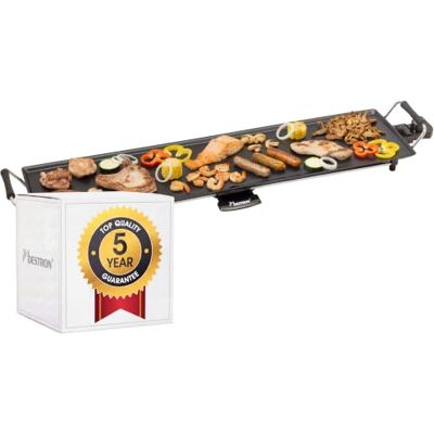 Bestron Teppanyaki elektrische grillplaat, 90,5 x 23,7 cm, anti-aanbaklaag, 1800 W, zwart Bestron Teppanyaki elektrische grillplaat, 90,5 x 23,7 cm, anti-aanbaklaag, 1800 W, zwart