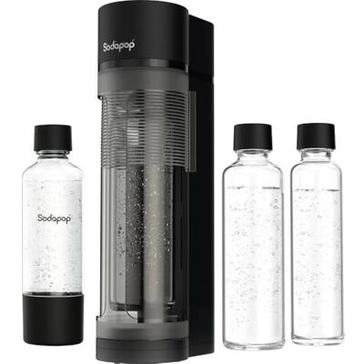 SODAPOP Wassersprudler Logan mat zwart, 1 x 850 ml + 1 x 600 ml glas + 1 x 850 ml PET, zonder CO² Zylinder SODAPOP Wassersprudler Logan mat zwart, 1 x 850 ml + 1 x 600 ml glas + 1 x 850 ml PET, zonder CO² Zylinder