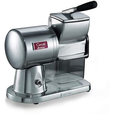 Ariete Gratì Superior 449, professionele elektrische kaasrasp van gegoten aluminium voor kaas, brood, chocolade, gedroogd fruit, inductiemotor, gemakkelijk te reinigen, 350 W, gepolijst zilver Ariete Gratì Superior 449, professionele elektrische kaasrasp van gegoten aluminium voor kaas, brood, chocolade, gedroogd fruit, inductiemotor, gemakkelijk te reinigen, 350 W, gepolijst zilver